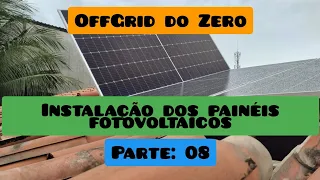 OffGrid do ZERO, PARTE:08 - Instalação dos Ganchos, painéis e o aterramento na string.