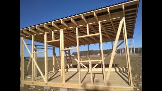 DIY 6-by-4 mini house construction with a lean-to roof