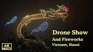 2024 Vietnamese New Year: Drone Show and Fireworks in Hanoi, Vietnam