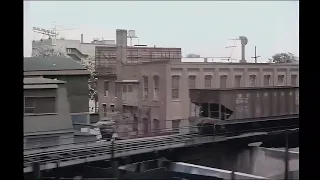 Philadelphia 1940s in color, shots from a train 60fps, Remastered wadded sound