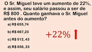 🚨 MATEMÁTICA QUESTÃO SOBRE PORCENTAGEM, VOCÊ SABE A RESPOSTA ?