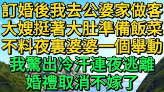 訂婚後我去公婆家做客，大嫂挺著大肚準備飯菜，不料夜裏婆婆一個舉動，我驚出冷汗連夜逃離，婚禮取消不嫁了 | 柳梦微语