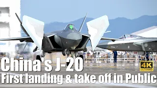 China's J-20 Stealth Aircraft First time landing & take off in Public