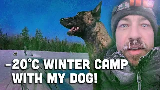 -20 Winter Camping Trip with my Dog in a Hot Tent with a Woodstove. Testing Gear for Wilderness Trip