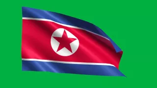 Korea North waving flag green screen animation FULL HD chroma key