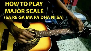 HOW TO PLAY MAJOR SCALE (SA RE GA MA PA DHA NI SA) | HAWAIIAN GUITAR TUTORIAL | For Beginners