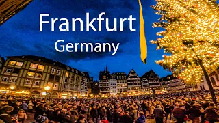 Frankfurt, Germany Walking Tour (4k Ultra HD 60fps) Christmas Walking Tour