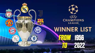 UEFA Champions League winner list from 1956 to 2022