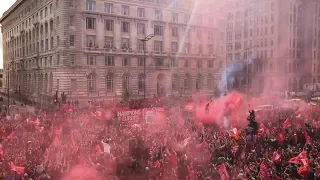 Epic Scenes As 750,000 Liverpool Fans Watch Victory Parade Make Its Way Through City Centre