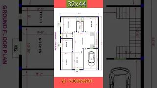 32x44 Building Plan #bestbuildingplan #houseplan #houseplanning #home #homedesign