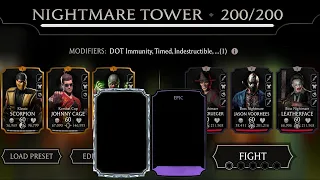 End of Nightmare | Nightmare Tower Final Boss 200 using Gold Team | MK Mobile