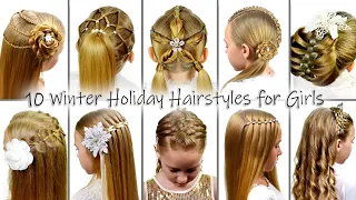 10 Winter Holiday Hairstyles for Girls | New Year's Eve Hair Ideas | Hairstyles by LittleGirlHair