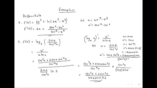 Derivatives of logs and exponential functions