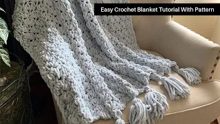 Easiest crochet blanket!  A fast and beautiful crochet blanket pattern.  Crochet for beginners!