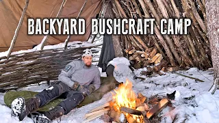 Winter night at the backyard bushcraft camp | Taival Outdoors
