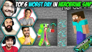 TOP 6 Worst Day in Herobrine Smp 🔴 techno gamers, gamerfleet, rawknee, Chapati Gamer, Andreobee,bixu