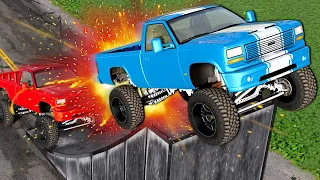 JUMP RACE IN LIFTED TRUCKS! (BeamNG Drive)