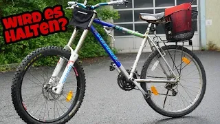 Billig Baumarkt Rad mit 1000€ Downhill Gabel im Bikepark?!