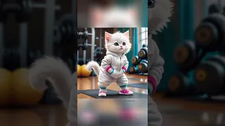 Cute cat has become a bodybuilder by exercising 🐱! #cat #gym #automobile #cartoon