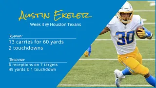 Austin Ekeler RB Los Angeles Chargers | Every play | 2022 | Week 4 @ Houston Texans