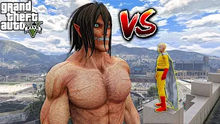 GTA 5 - Saitama vs Eren Yeager SUPERHERO BATTLE