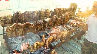 Street Food Fairs in Italy. Tons of Ribs, Huge Grill of Mixed Meat and more Food