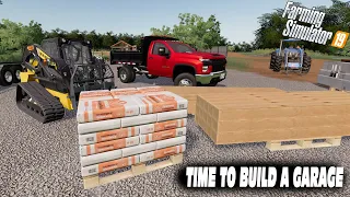 RENTING DUMP TRUCK AND SKIDSTEER TO BUILD MY NEW GARAGE!!  - ROLEPLAY - Farm Sim 19 EP.27