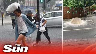 UK weather - London flash floods engulf homes after a month’s rain falls in ONE HOUR