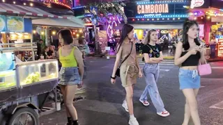 Nightlife Walking Phnom Penh Street 136 & More | Cambodia Tour 4K