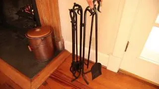 Hand-Forged Iron Fireplace Tools and Stand Set SKU#36163 - Plow & Hearth