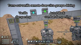 Space Engineers: dampening, scripted vs vanilla comparison.