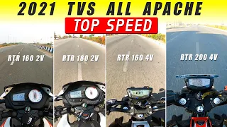 2021 TVS Apache Series Top Speed | RTR 160 2v | RTR 180 2v | RTR 160 4v | RTR 200 4v