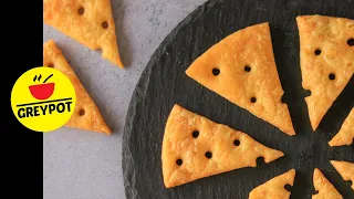 4 Ingredient Easy Cheese Crackers | Homemade Cheese Biscuits Baked Snack Recipe