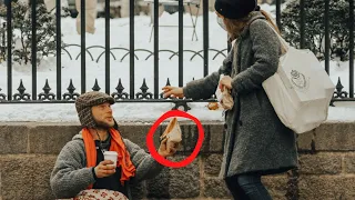 This waitress is shocked when she finds out who this homeless person actually is !