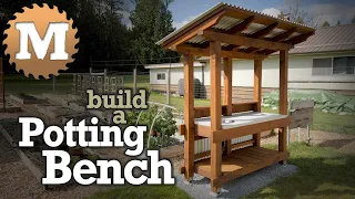 Amazing Potting Bench with Cast Concrete Countertop and Roof for your Garden