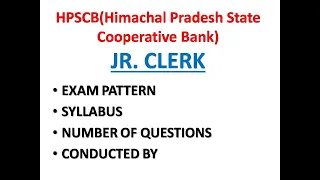 Himachal Pradesh State Cooperative Bank JR. CLERK SYLLABUS