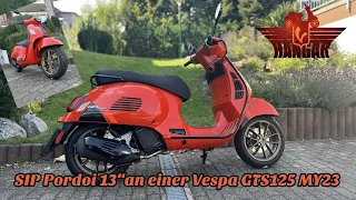 Umbau auf 13" Vespa GTS MY23. Einbau der SIP Pordoi 13" Vespa GTS 2023