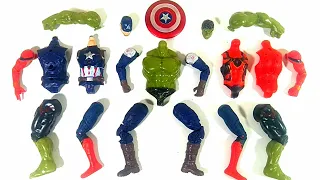 Merakit mainan captain America, hulksmash Vs Spider-Man Avengers superhero toys