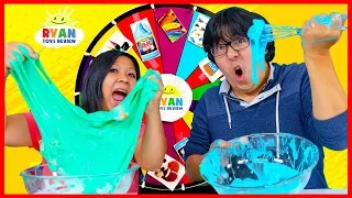 Mystery Wheel of Slime Challenge Ryan's Mommy vs Ryan's Daddy!