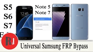 Universal Samsung Galaxy s6 s7 note 5 note 7 FRP bypass for all Samsung devices