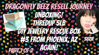 UNBOXING a ThredUP 5lb DIY Jewelry Rescue Box #3 Part 1 of 2 #threduprescuebox