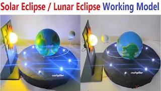 solar eclipse - lunar eclipse - earth rotation working model science project - diy  craftpiller