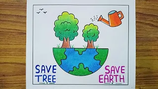 Van Mahotsav Drawing / Van Mahotsav Poster Drawing / Save Tree Save Earth Drawing / Nature Drawing