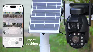 4K 8MP Solar Powered Camera 10X Optical Zoom 4G Outdoor PIR Dection Dual Screen Color Night Vision