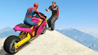 GTA 5 Spiderman Motorcycle Fails | Ragdoll Falls Ep.6 [Euphoria Physics Funny Moments]