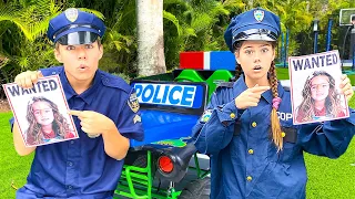 Nastya and Mia pretend play police