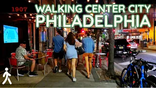 WALKING DOWNTOWN PHILADELPHIA || Center City Night Walk || Many People Outdoor Dining || Philly Tour