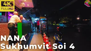 【4K】Night Walk at SUKHUMVIT SOI 4, Bangkok |夜晚在素坤逸4巷娜娜漫步| November 2021 THAILAND