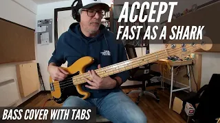 Accept - Fast As A Shark - Bass Cover with Tabs (Insane speed pick playing!)
