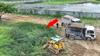 Wonderful​​ Transaction​ Filling up land, By Dozer & Dump Truck 5 Ton Unloading Soil Stone